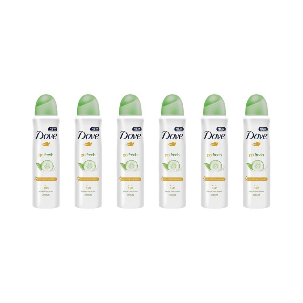 6PK Dove Go Fresh Deodorant Spray Cucumber & Green Tea 250ml 48hr Protection