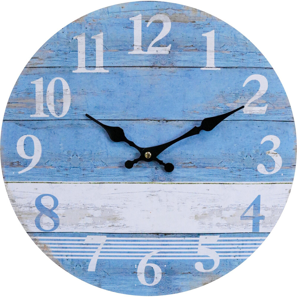 LVD LC5206-1 Beach House Hanging Analogue Wall Clock 34cm Blue MDF Round