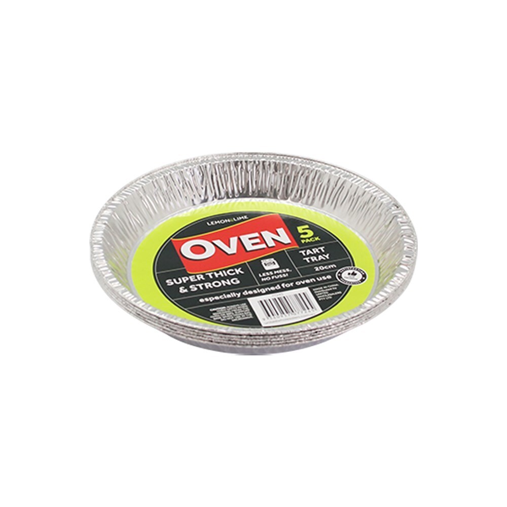 Lemon & Lime 5PK Foil Pie Trays 20cm Disposable Aluminium Round Silver