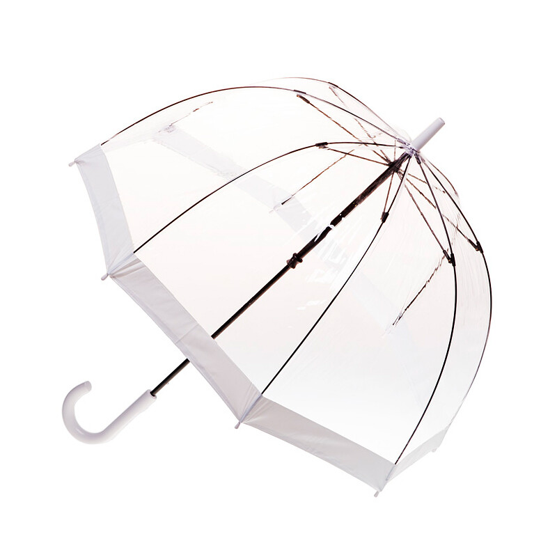 Clifton Womens 87cm Clear Dome Windproof Umbrella PVC White Border