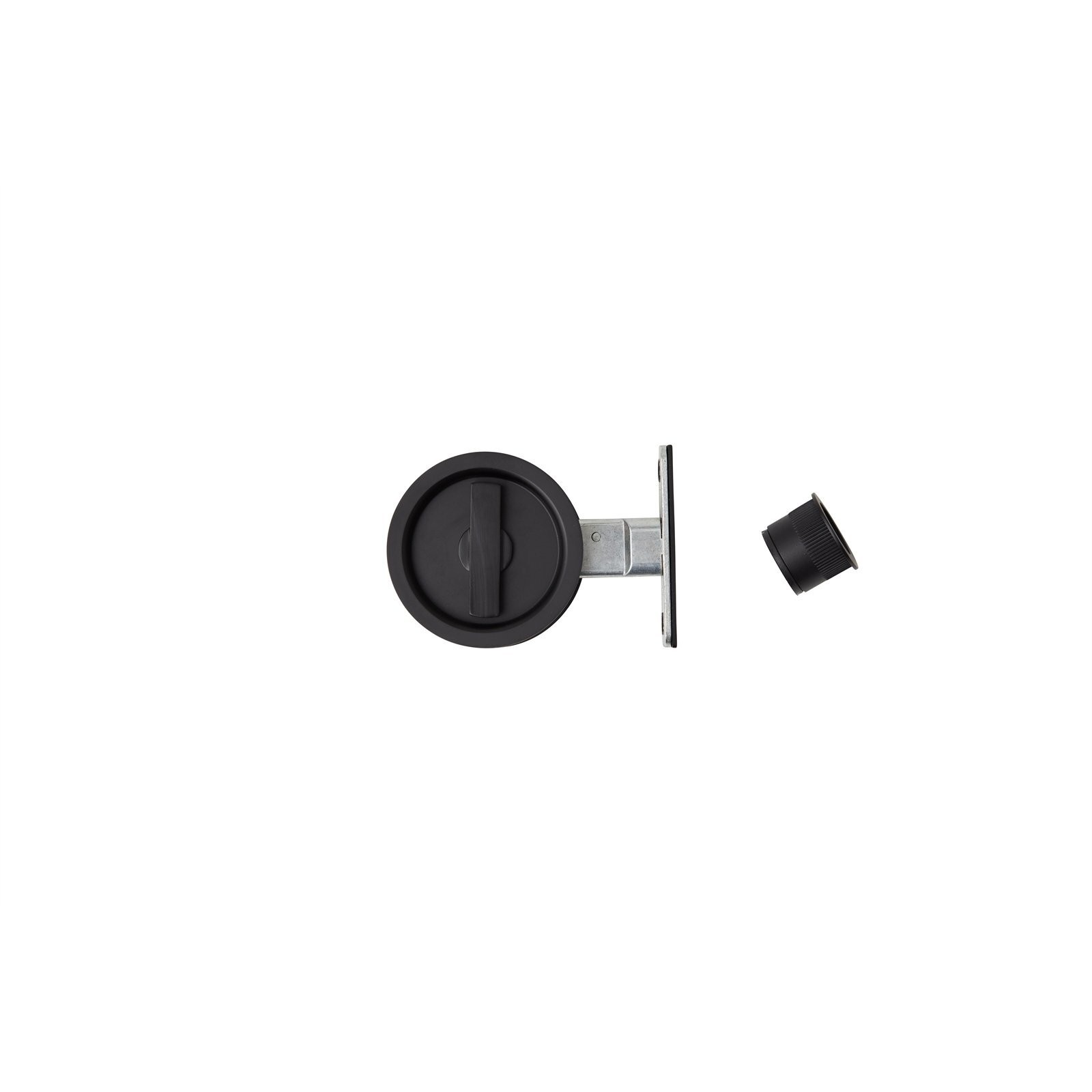 Delf Trade Matt Black Round Privacy Cavity Sliding Door Set