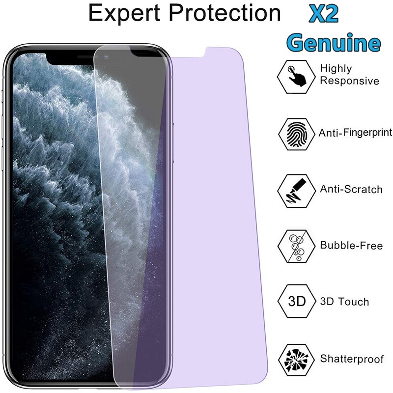 2x Nuglas Screen Protector Anti Blue UV Tempered Glass For IPhone 11 & XR