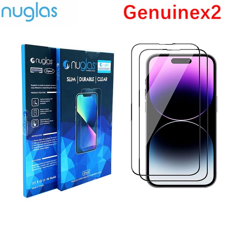 2x Nuglas Tempered Crystal Clear Glass Screen Protector For iPhone 14 Pro Max
