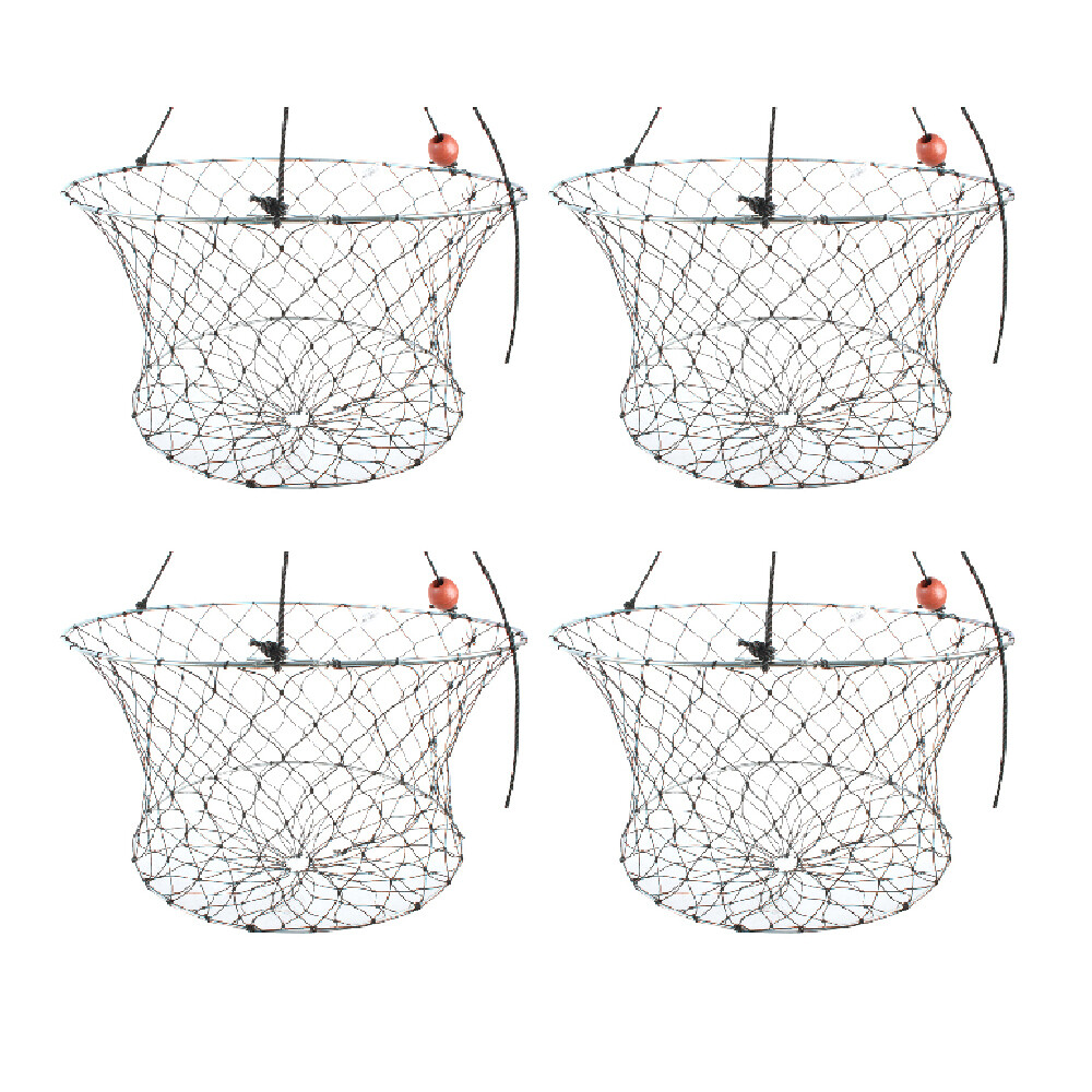 4x FISHTECK FT3004_4PK Crab Net 60cm All Mesh Black Fishing Nets