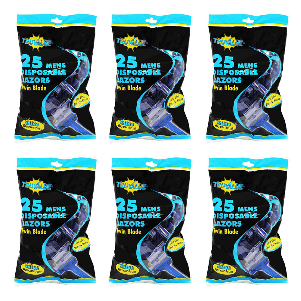 150pc Truvalue Disposable Razor Blades Twin Blade Blue Hair Shaving Men