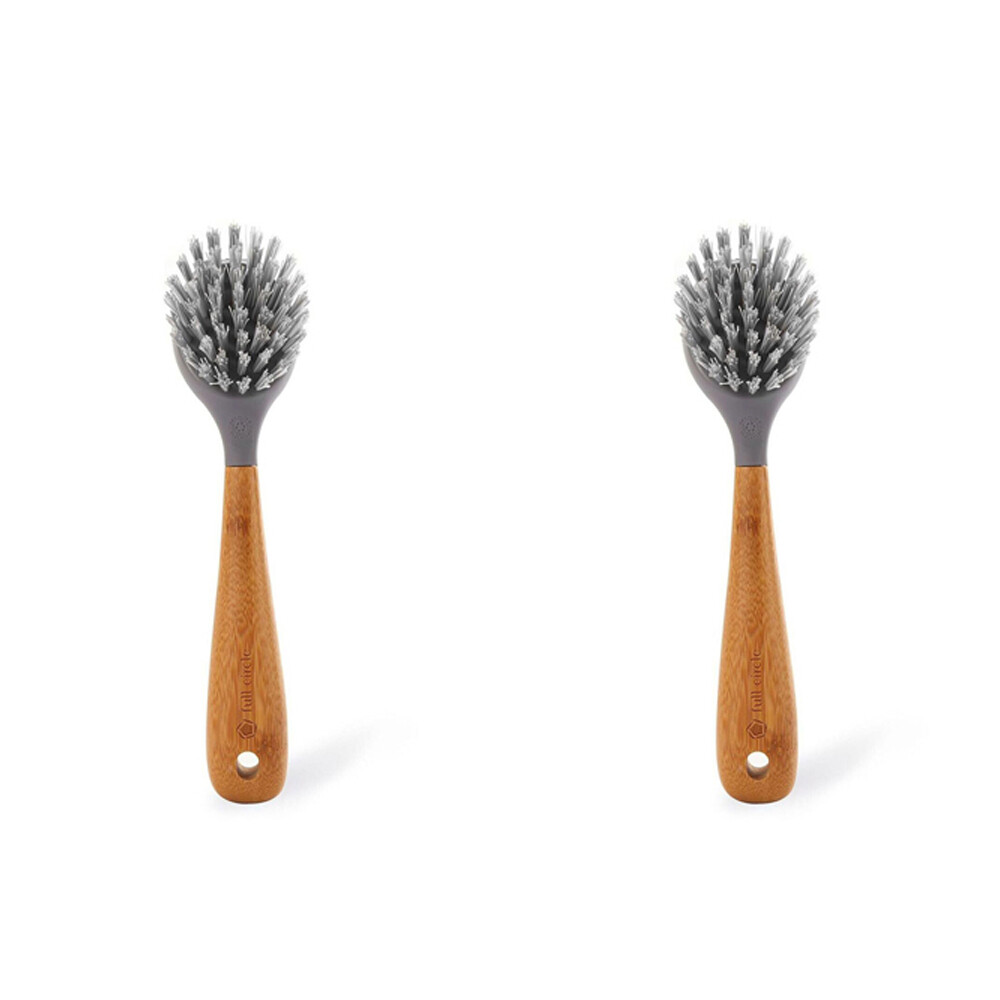 2x FULL CIRCLE Tenacious Cast Iron Scrub Brush w/ Built-In Scraper Grey
