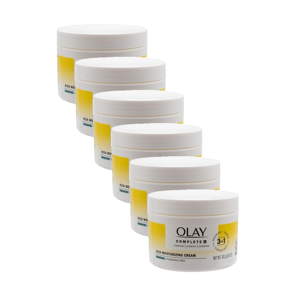 6PK Olay Complete 3-in-1 Hydrating Rich Moisturising Cream Sensitive Skin 241g