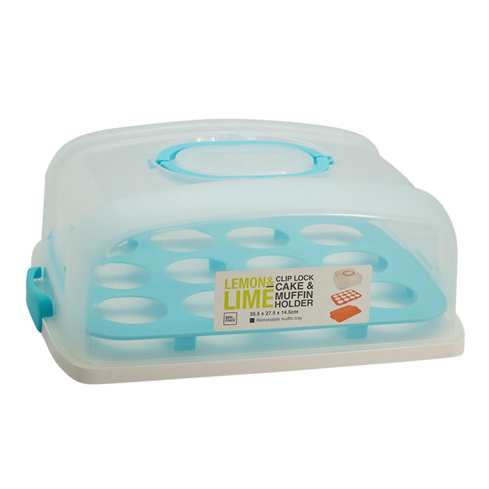 Lemon & Lime 43462 37.5cm Rectangle Plastic Cake Holder w/ Lid Multicoloured
