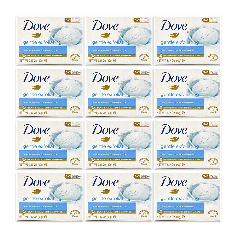 12x Dove 90g Beauty Cream Bar Soap White Gentle Exfoliating Body Wash