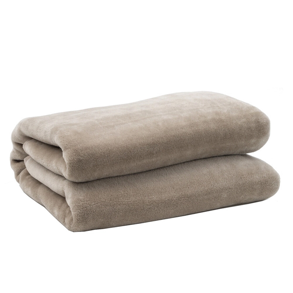 Jason Queen Faux Mink Blanket 210x220cm Beige Plush Velvety Soft 500GSM