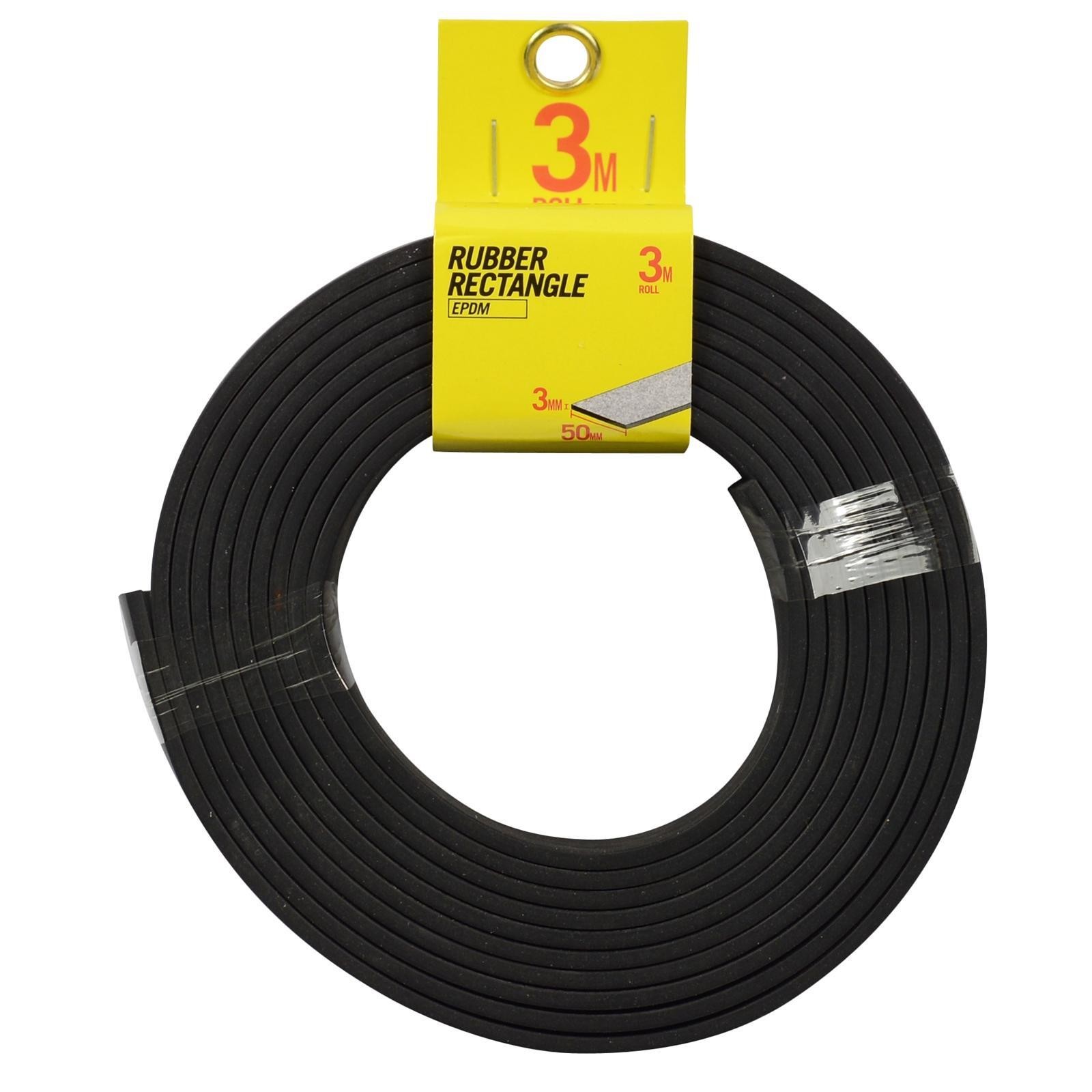 Moroday 50mm x 3mm x 3m Black Rectangle Rubber