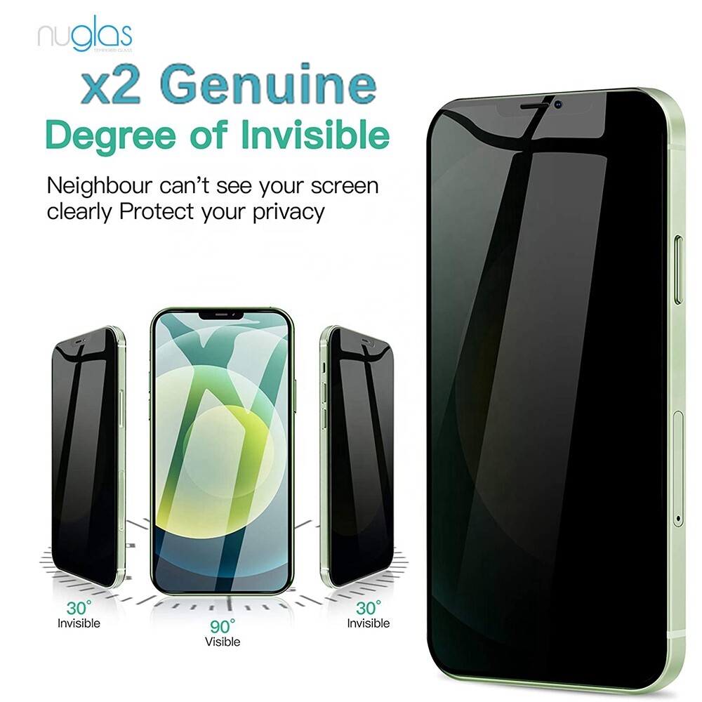 2x Nuglas Privacy Screen Protector Tempered Glass For iPhone 11/XR Flat Clear