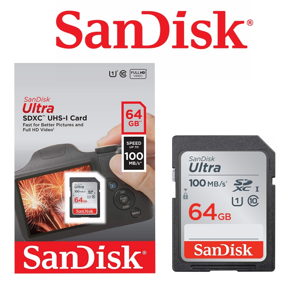 SanDisk Ultra 64GB SDXC SD Card Class10 100Mb/s DSLR Video Memory Card