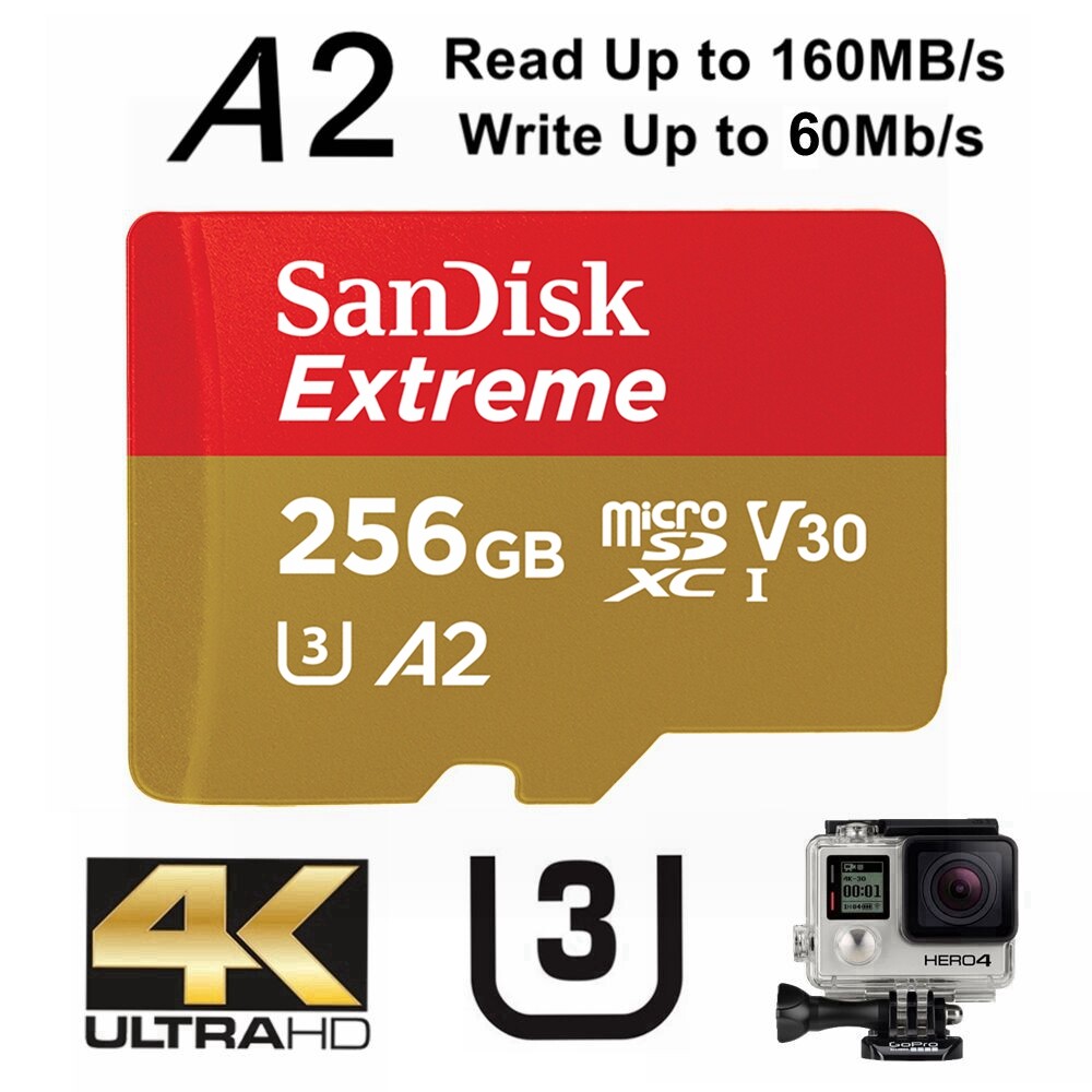 SanDisk Extreme MicroSD 256GB SDXC Memory Card U3 Class 10 A2 160MB/s