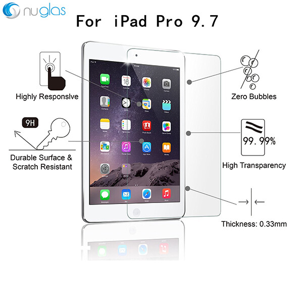 Nuglas Tempered Glass Screen Protector For IPAD Air/Air 2/IPAD 5/ 6/Pro 9.7