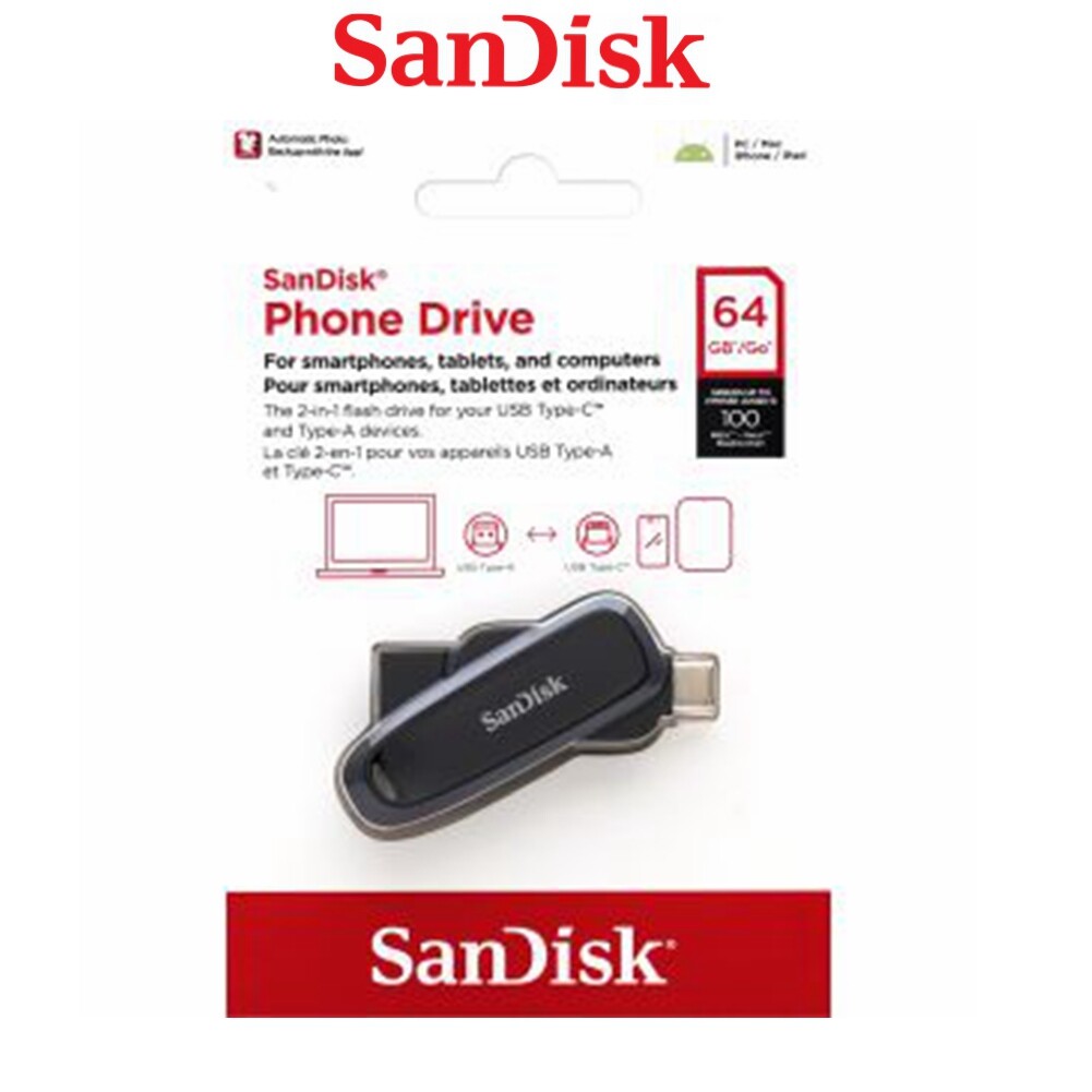 SanDisk USB Flash Drive Phone Type C Android Smart Phone Tablets 64GB Black