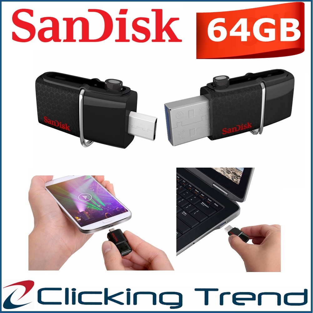 SanDisk 64GB OTG Ultra Dual USB 3.0 Micro Flash Drive Android Samsung