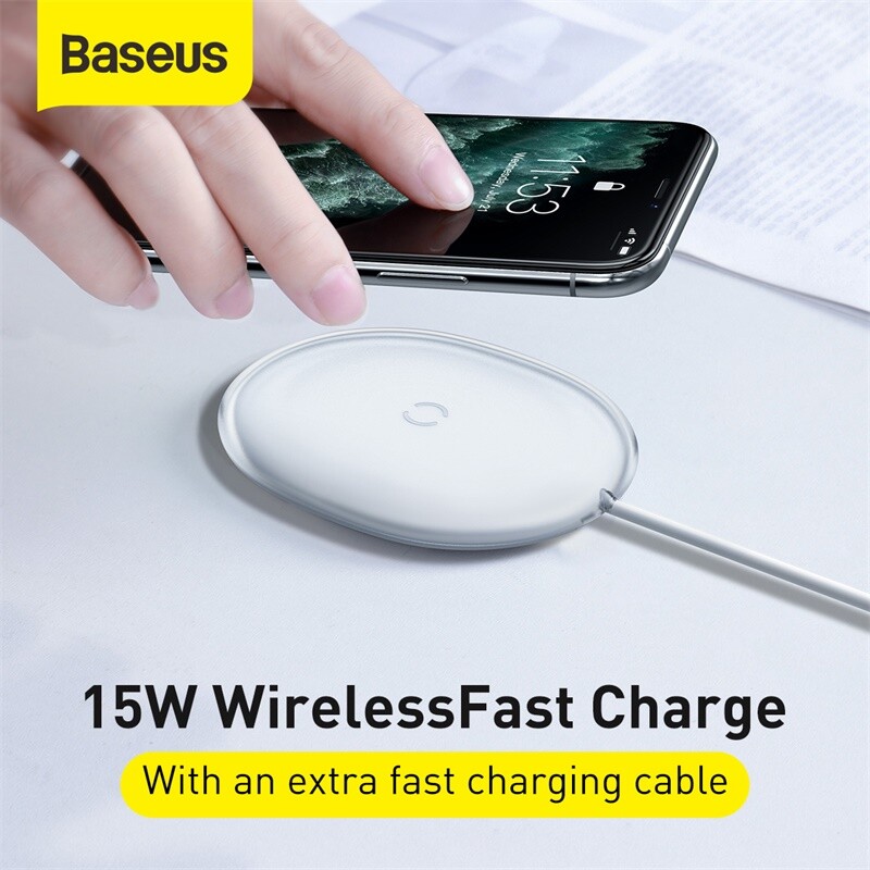Baseus Jelly FAST Wireless Charger Pad 15W White For Apple iPhone 11 Pro Max