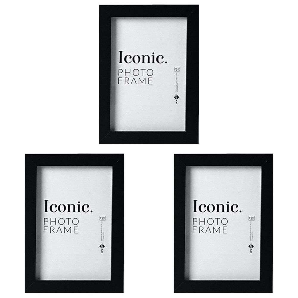 3x Unigift 50x70cm Iconic MDF Acrylic Photo Picture Frames Black Rectangle