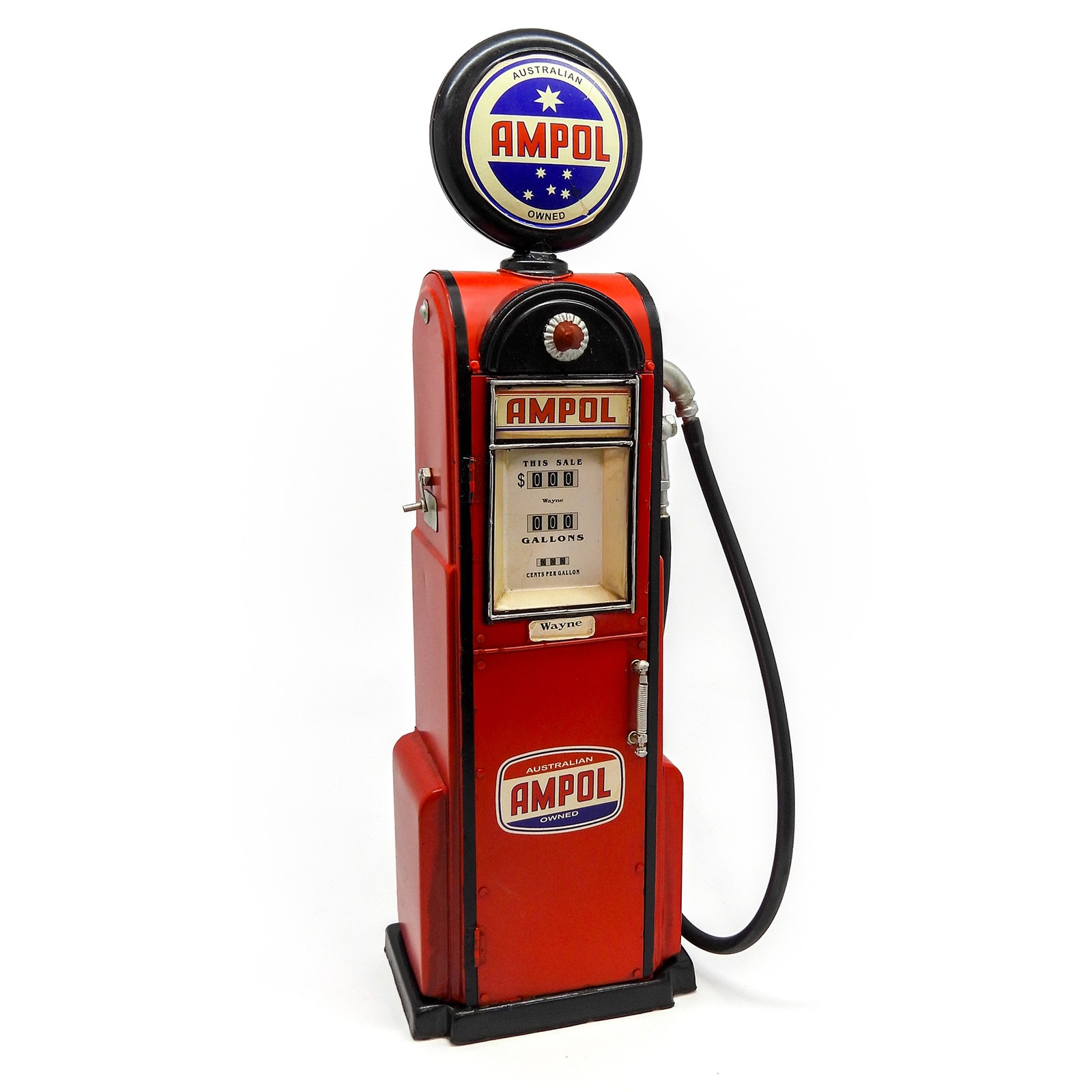 BOYLE 30632 Metal Petrol Pump Ornament Red Small 46x9x15cm Home Decoration