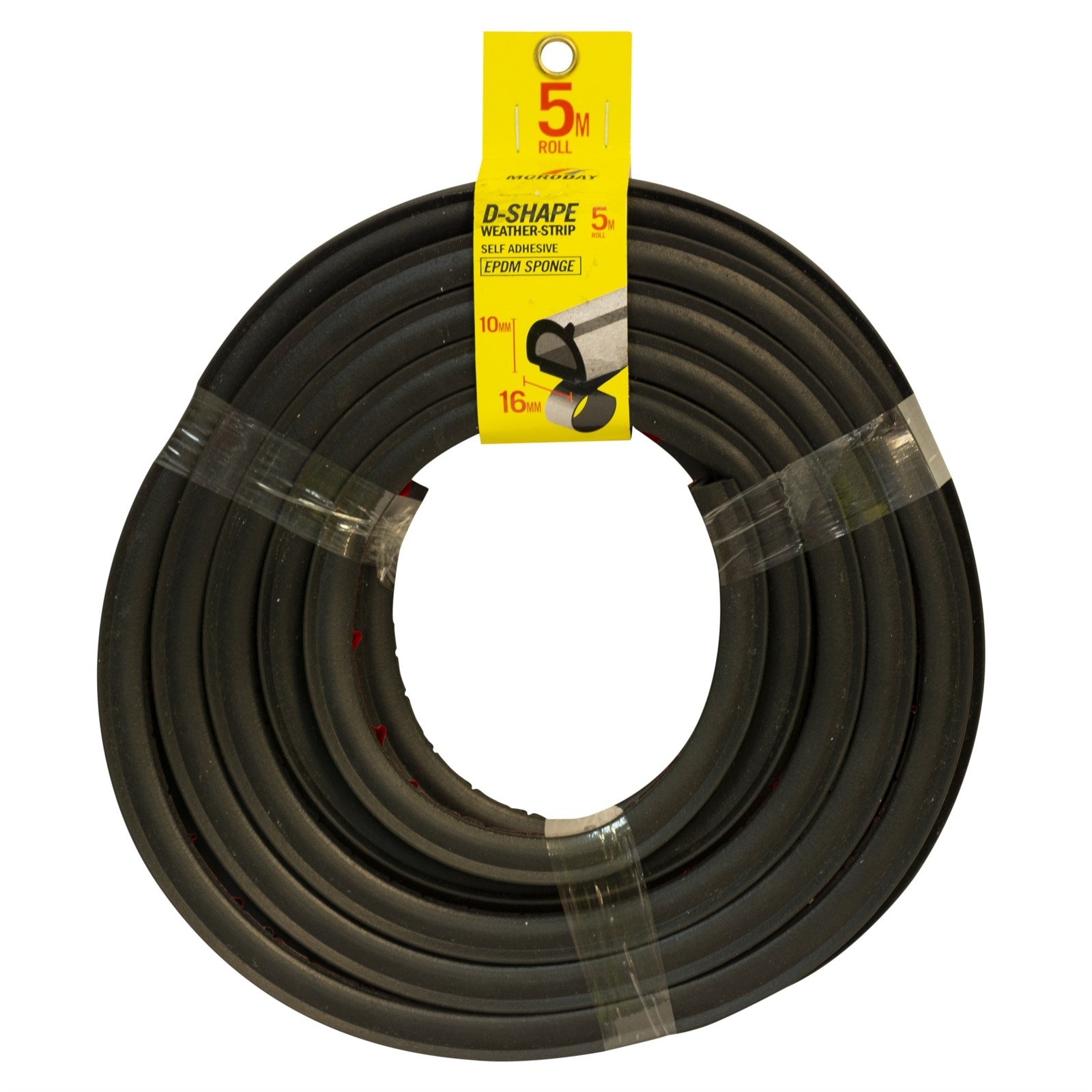 Moroday 16 x 10mm x 5m Black Self Adhesive D-Shape Weather Strip