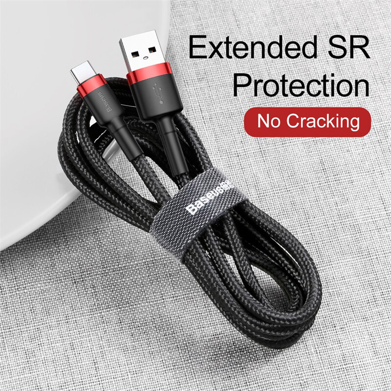 Baseus Cafule Phone Cable USB to Type-C Fast Charging 2A 3M Red & Black