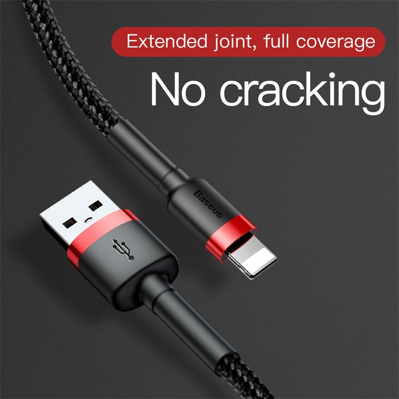 Baseus Cafule Fast Sync USB Charging Cable For iPhone 12 2.4A 0.5M Red & Black