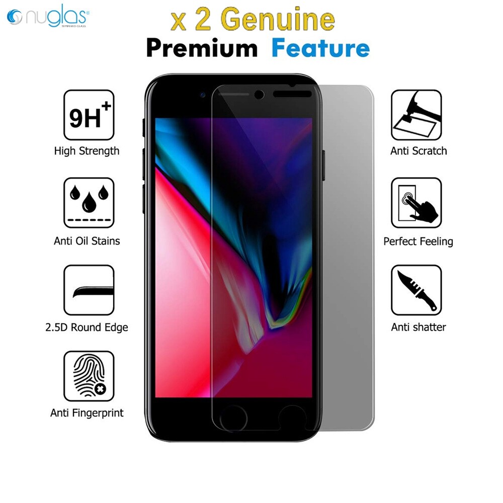 2x Nuglas Tempered Glass Flat Privacy Screen Protectors For iPhone 6/7/8/SE2020