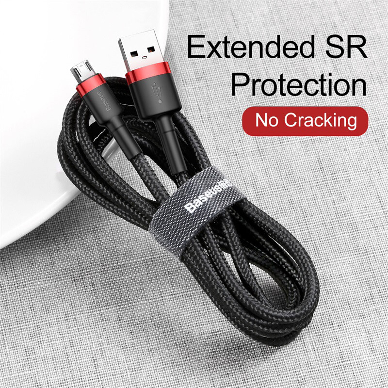 Baseus Cafule Phone Cable USB to Micro USB Fast Charging 2.4A 1M Red & Black