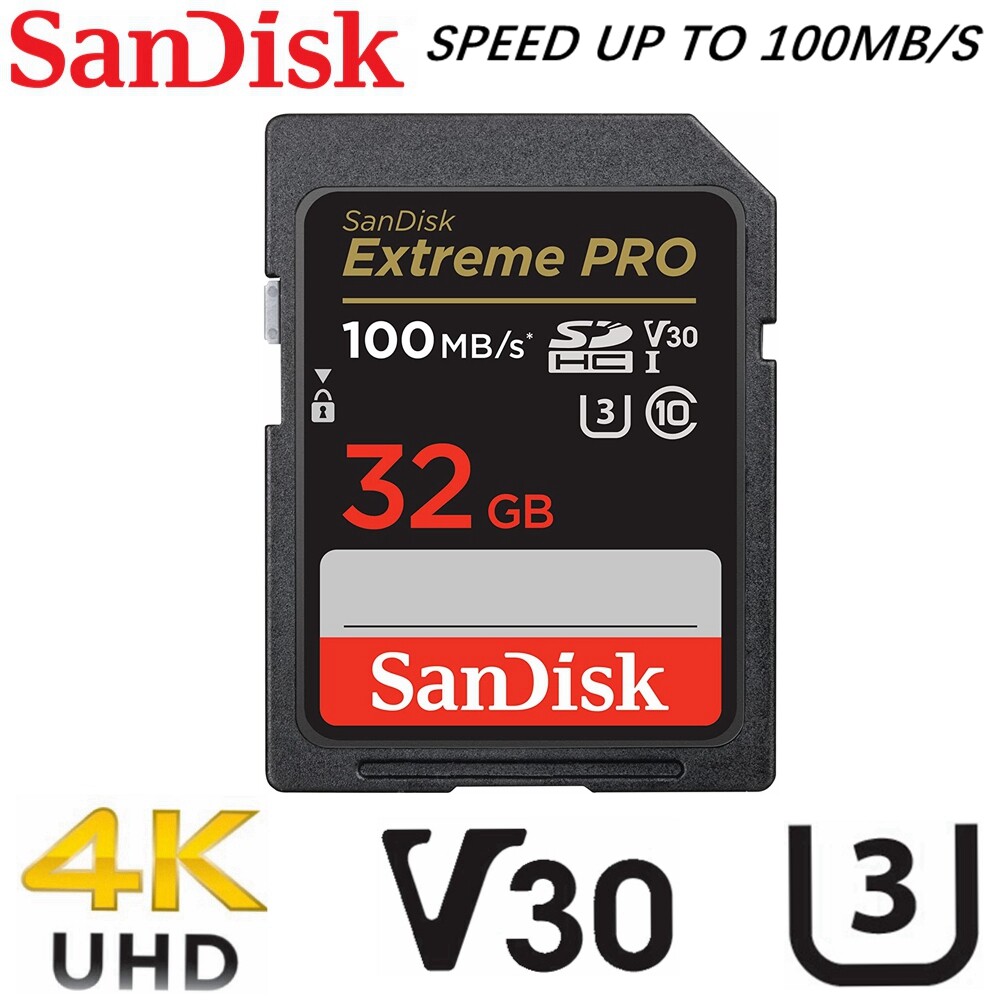SanDisk Extreme PRO SD 32GB SDHC Memory Card DSLR 4K UHD Video Camera 100MB/s