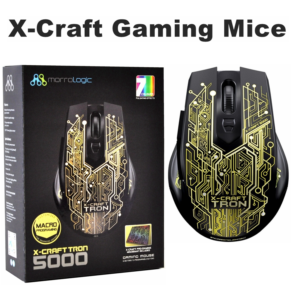 MorroLogic x-Craft Tron 5000 Gaming Mouse Optical Wired USB LED Lighting