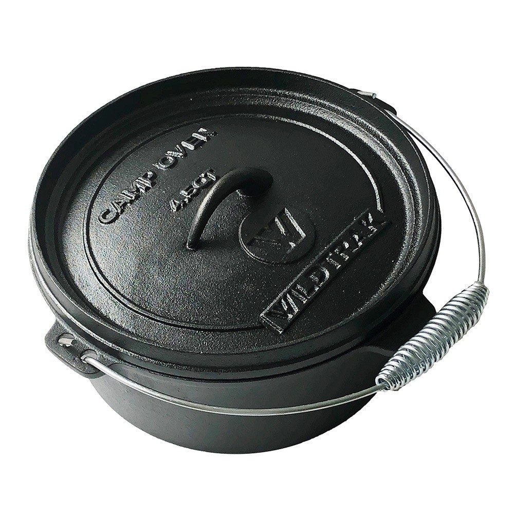 Wildtrak CA1093 4.5qt/25cm Heavy Duty Cast Iron Camp Oven Pot Black