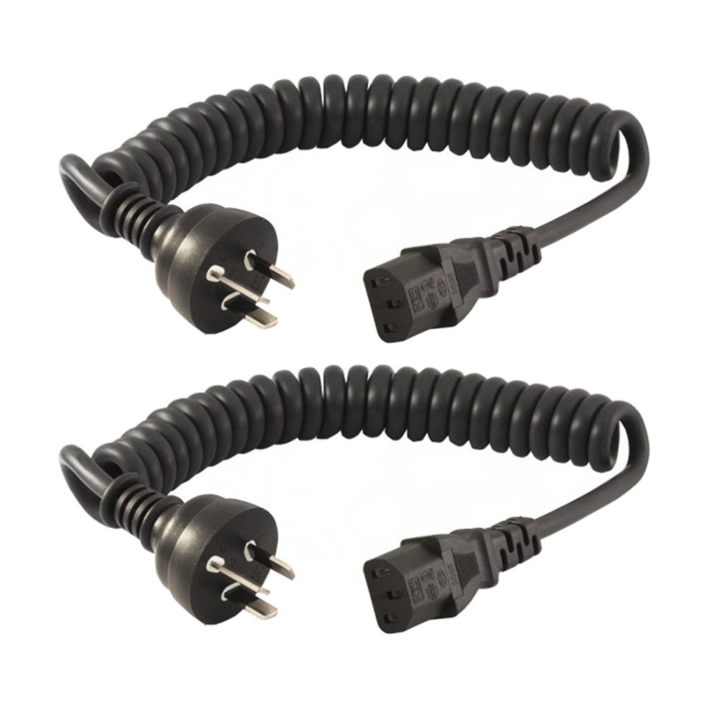 DOSS CHW-CK9-2MT_2PK 2PK Black Curly IEC Power Cable 2M C13 Australian Plug