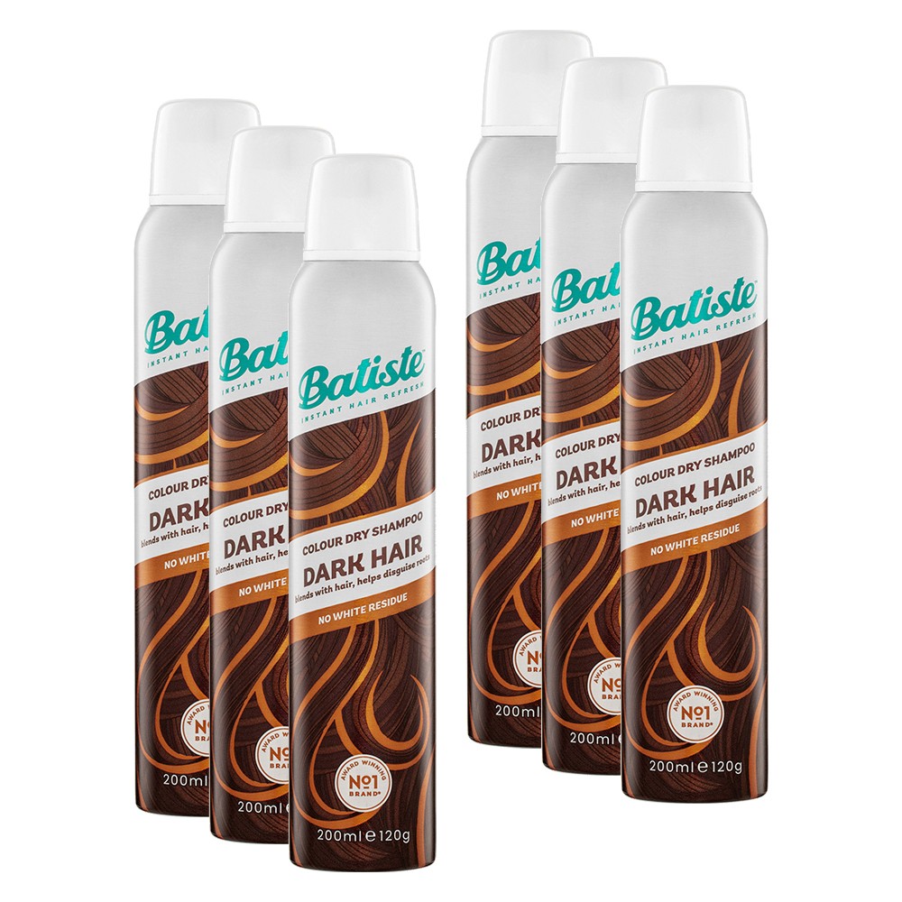 6pc Batiste Dark Hair Dry Shampoo Spray 200ml Floral Nourishing Care