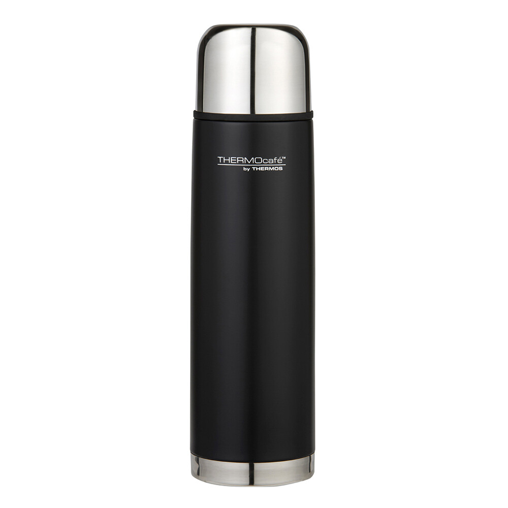 Thermos THERMOcafe Vacuum Insulated Stainless Steel Slimline Flask 1L Black