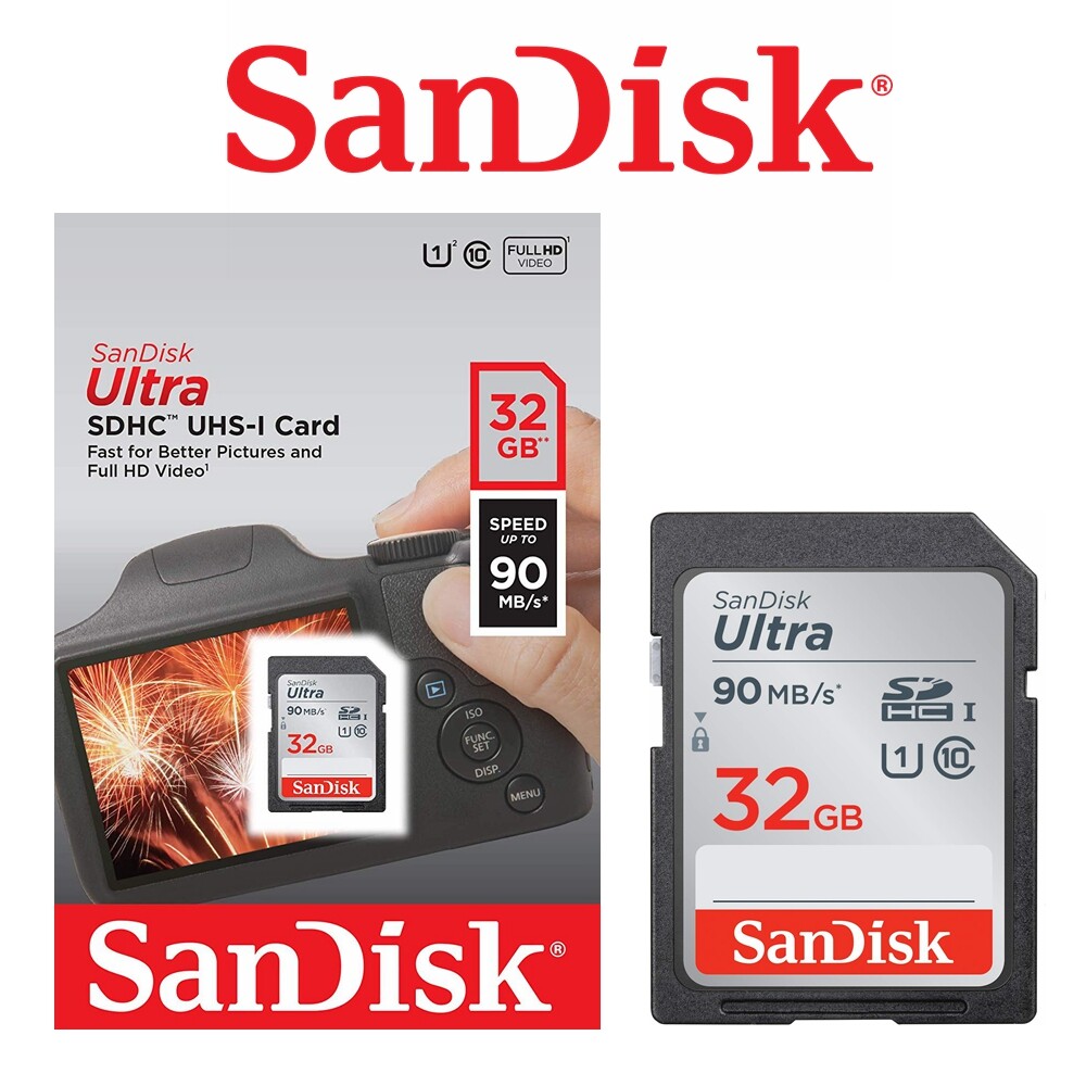 SanDisk 32GB Ultra SDHC Class 10 90mb/s High Speed DSLR Video Camera Card