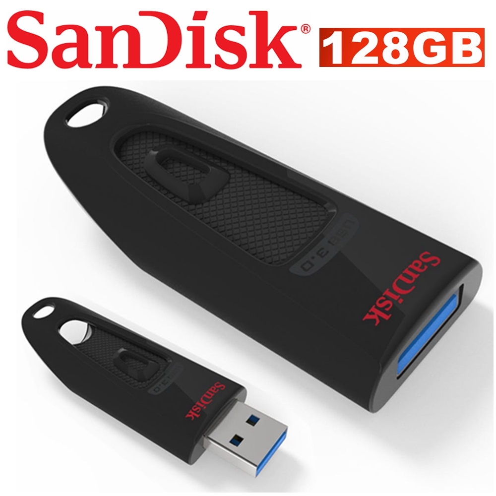 SanDisk Ultra USB Flash Drive 128GB USB 3.0 CZ48 100MB/s PC Mac Memory Stick