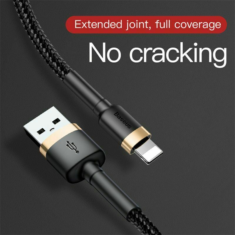 Baseus Cafule Phone Cable Fast Charging USB For iPhone 2.4A 1M Gold Black Nylon