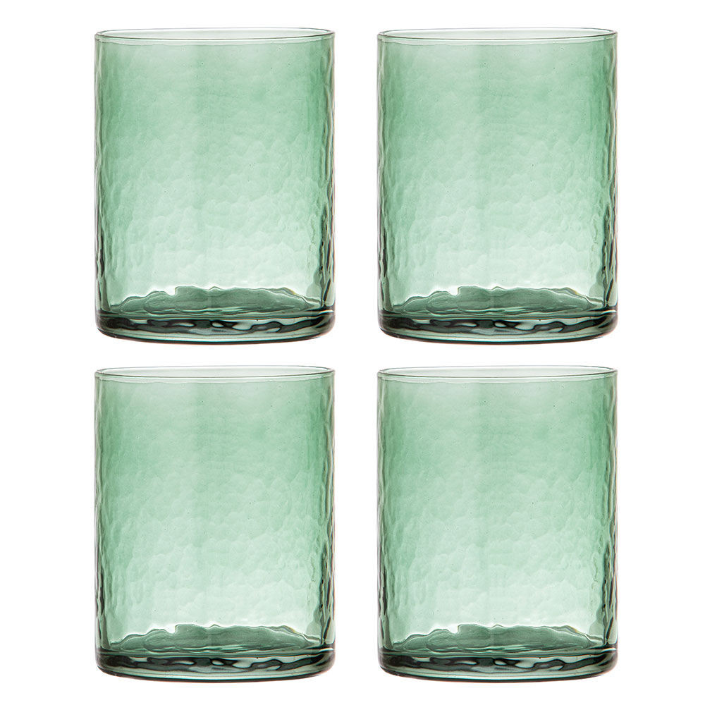 Ladelle Flynn 4pc Glass Tumbler Set Water/Juice Cup Green Textured Finish