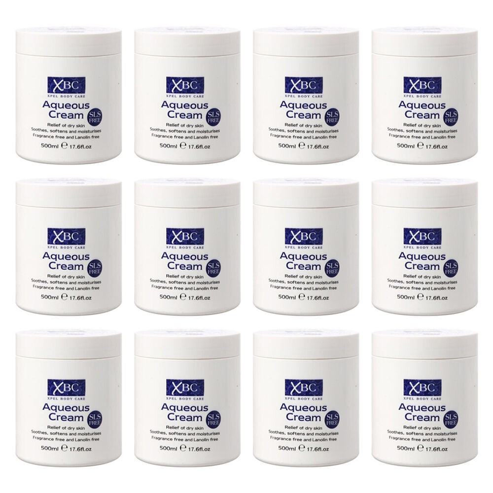 12PK XBC Aquenous Cream Moisturising Lotion 500ml Dry Skin Fragrance Free