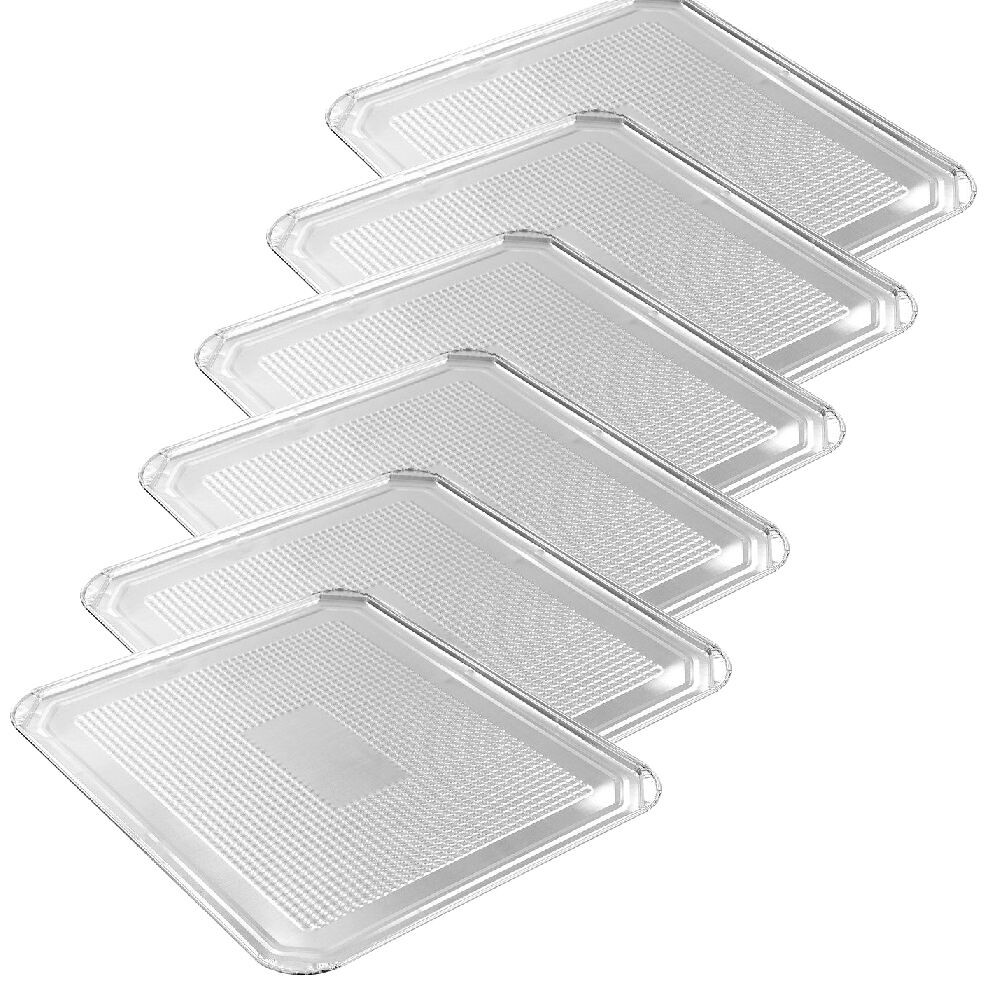 6x 3pc Lemon and Lime Aluminium Foil Rectangle Oven Liner Tray 46x40cm Silver
