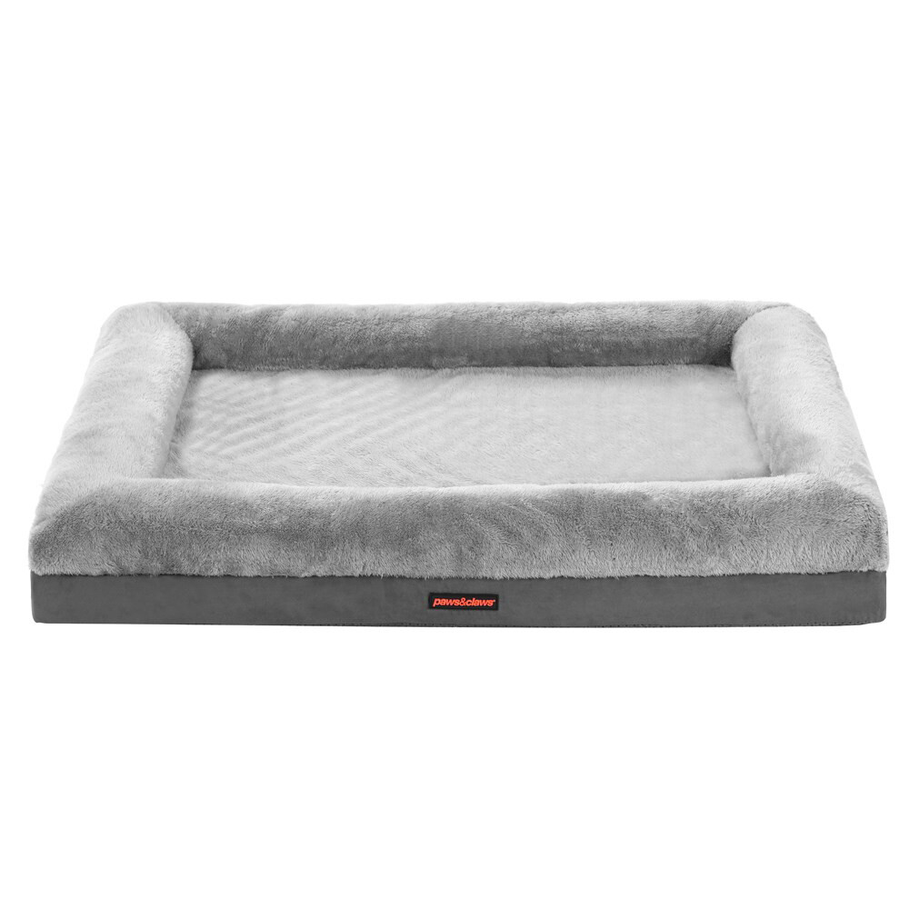 Paws & Claws Winston 103cm Walled Orthopedic Foam Dog Mattress Large Grey 93856