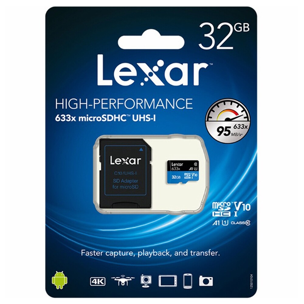 Lexar MicroSD Card 32GB 633x High Performance Class10 A1 Phone Tablet