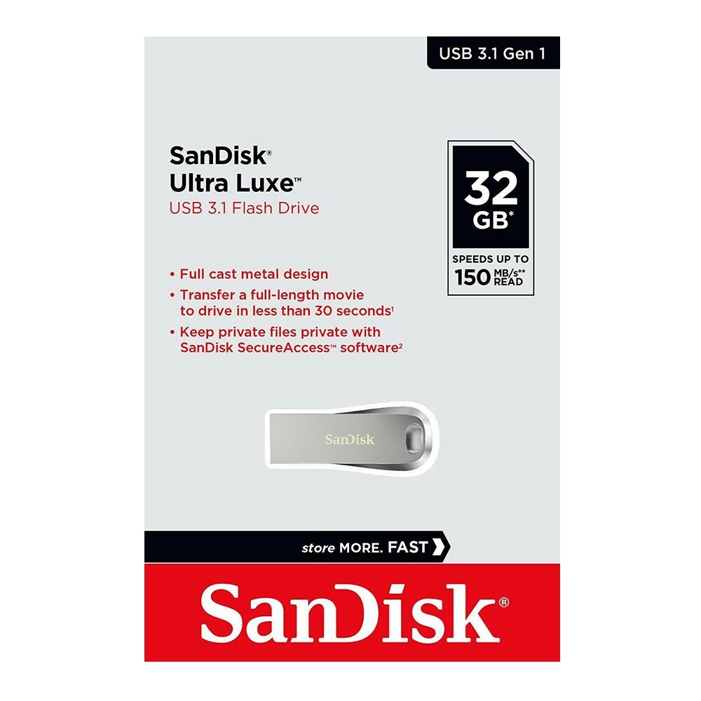 SanDisk UltraLuxe CZ74 32GB USB 3.1 Flash Drive 150Mb/s PC Mac Pen