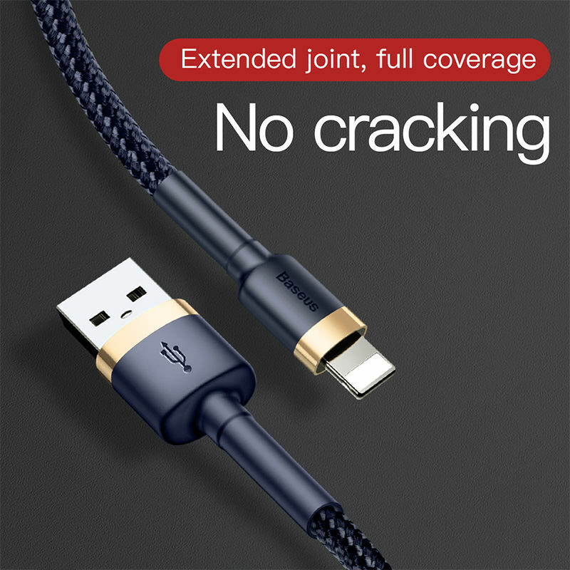 Baseus Cafule Phone Cable USB Fast Charging For iPhone 12 1.5A 2M Gold Blue