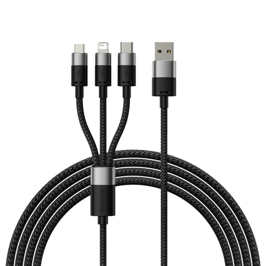 Baseus StarSpeed 3-in-1 Charging Cable USB To Type-C 3.5A 1.2m Black