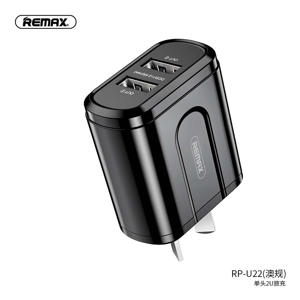 Remax Dual USB Wall Charger 2 Port Fast Charge For Apple iPhone 11 Pro Black