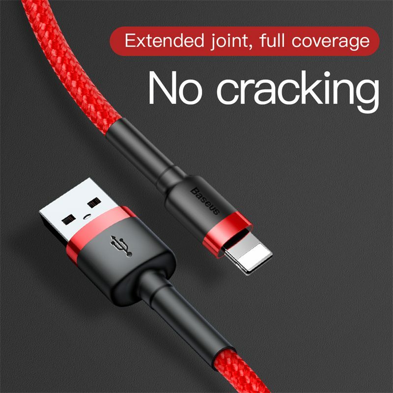 Baseus Cafule Phone Cable USB Fast Charging 2A 3M Red For iPhone 12 11 XS iPad