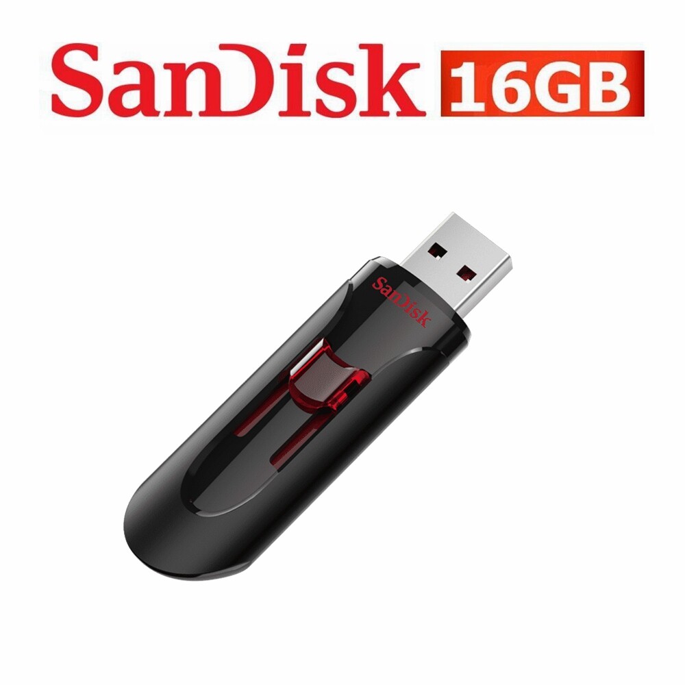 SanDisk Cruzer Glide CZ600 USB 3.0 16GB Flash Drive Retractable Black PC Mac
