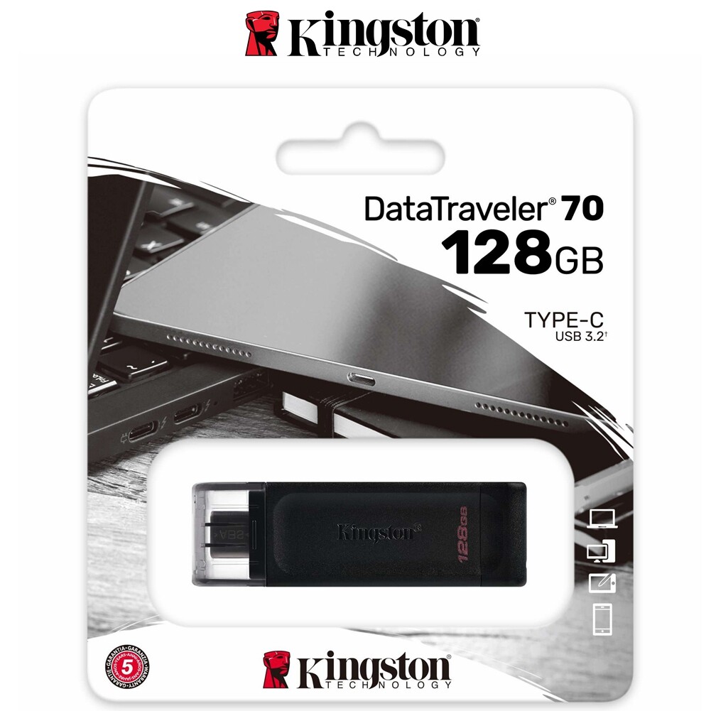 Kingston DataTraveler 70 USB 3.2 Type C Flash Drive 128GB DT70/128GB Black